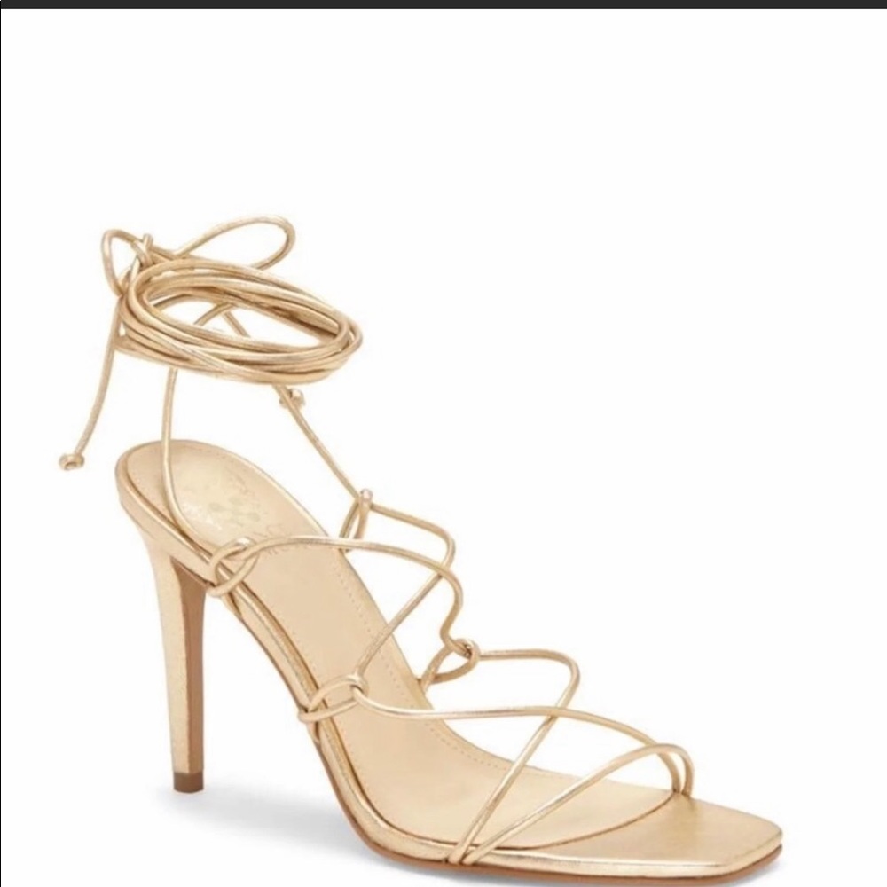 Vince camuto gold strappy heels